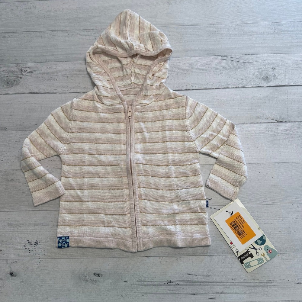 Kickee pants print knit hoodie everyday heroes sweet stripes 6-12 months NEW